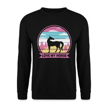I love my horse - Unisex Sweatshirt - black - Front - Alina (178cm) & Michal (187cm)