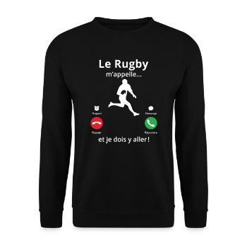 le rugby m'appelle et je dois y aller cadeau rugby - Sweat-shirt Unisexe - noir - Devant - Alina (178cm) & Michal (187cm)