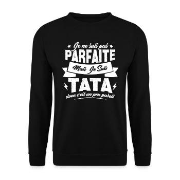 Pas parfaite mais je suis tata - Sweat-shirt Unisexe - noir - Devant - Alina (178cm) & Michal (187cm)