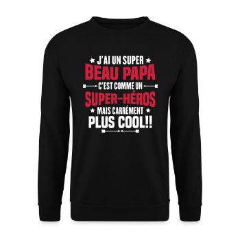 Super beau-papa c'est comme un super héros - Sweat-shirt Unisexe - noir - Devant - Alina (178cm) & Michal (187cm)