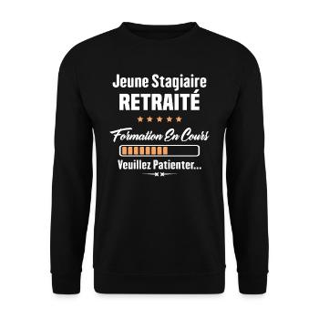 Jeune stagiaire retraité formation en cours - Sweat-shirt Unisexe - noir - Devant - Alina (178cm) & Michal (187cm)