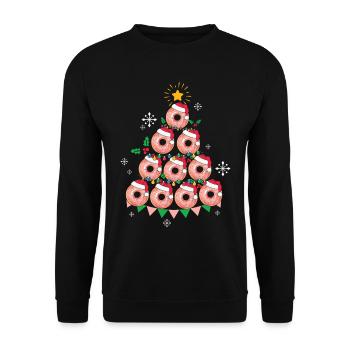Donuts Fast Food Donut Christmas Tree - Unisex Pullover - Schwarz - Vorne - Alina (178cm) & Michal (187cm)