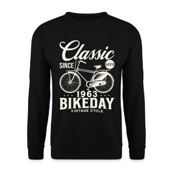 Fan De Vélo 1963 60 Ans Anniversaire Cycliste - Sweat-shirt Unisexe - noir - Devant - Alina (178cm) & Michal (187cm)