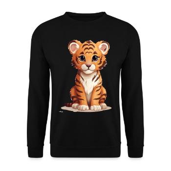 Cute Tiger Baby - Unisex Sweatshirt - black - Front - Alina (178cm) & Michal (187cm)