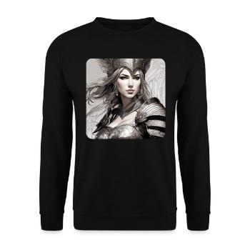 Fantasy Anime Fille Viking Germanique Trigues Moyen Âge - Sweat-shirt Unisexe - noir - Devant - Alina (178cm) & Michal (187cm)
