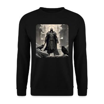 Proud dark knight with ravens - Unisex Sweatshirt - black - Front - Alina (178cm) & Michal (187cm)