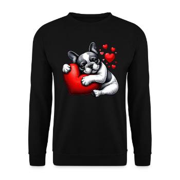 Cadeaux de la Saint-Valentin bouledogue français - Sweat-shirt Unisexe - noir - Devant - Alina (178cm) & Michal (187cm)