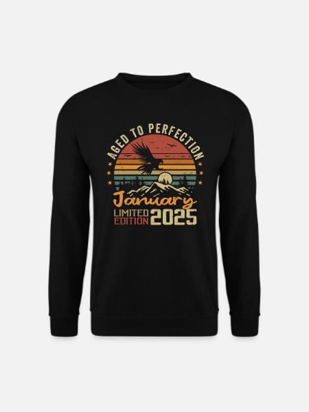 Januar 2025 Retro Vintage Geburtstagsgeschenk - Unisex Pullover - Schwarz