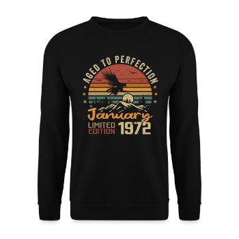 Janvier 1972 Rétro Anniversaire Vintage Cadeau - Sweat-shirt Unisexe - noir - Devant - Alina (178cm) & Michal (187cm)