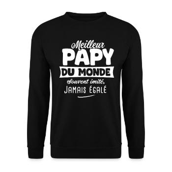 Meilleur papy du monde cadeau Papi fête des pères - Sweat-shirt Unisexe - noir - Devant - Alina (178cm) & Michal (187cm)