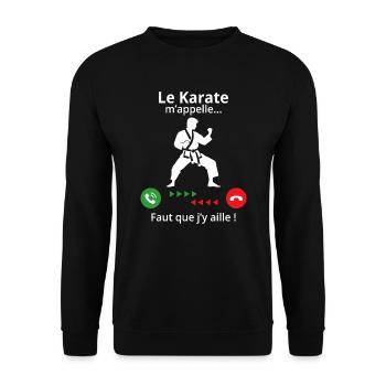 le karate m'appelle faut que j’y aille ! - Sweat-shirt Unisexe - noir - Devant - Alina (178cm) & Michal (187cm)
