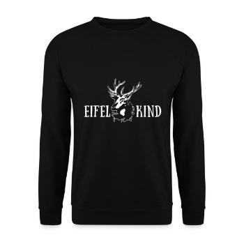 Eifelkind mit Hirsch - dunkle Shirts Edition - Unisex Pullover - Schwarz - Vorne - Alina (178cm) & Michal (187cm)
