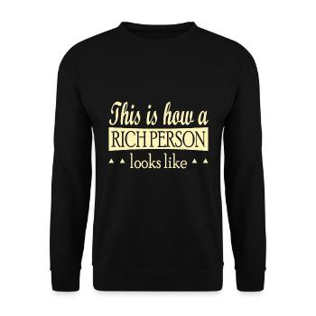 This is how a Rich Person looks like - Unisex Pullover - Schwarz - Vorne - Alina (178cm) & Michal (187cm)
