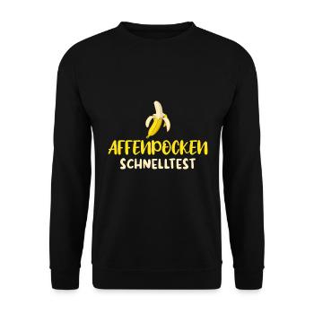Affenpocken Schnelltest / Humor, Sarkasmus Lustig - Unisex Pullover - Schwarz - Vorne - Alina (178cm) & Michal (187cm)