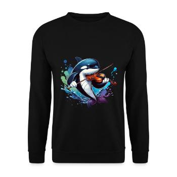 Orca spielt Geige - Unisex Pullover - Schwarz - Vorne - Alina (178cm) & Michal (187cm)