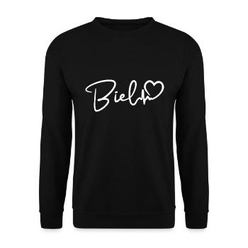 Bienne Heartbeat Suisse Ville de Bienne - Sweat-shirt Unisexe - noir - Devant - Alina (178cm) & Michal (187cm)