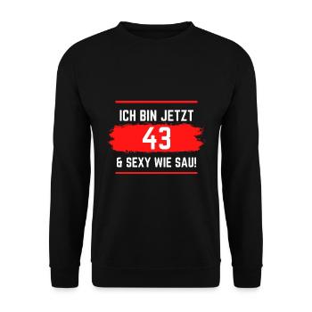 Geburtstag 43 - Unisex Pullover - Schwarz - Vorne - Alina (178cm) & Michal (187cm)