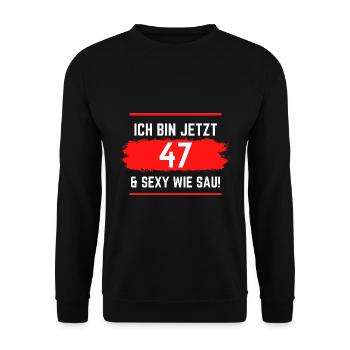 Geburtstag 47 - Unisex Pullover - Schwarz - Vorne - Alina (178cm) & Michal (187cm)