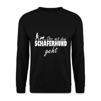 Weisser Deutscher Schäferhund - Der mit dem geht - Unisex Pullover - Schwarz - Vorne - Alina (178cm) & Michal (187cm)