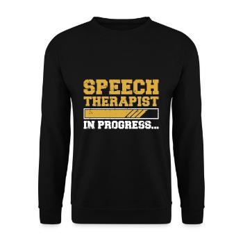 Sprachtherapeut Logopäde Geschenk - Unisex Pullover - Schwarz - Vorne - Alina (178cm) & Michal (187cm)