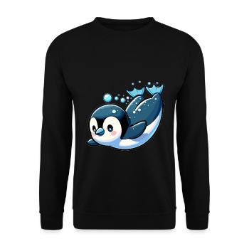 Cute Penguins Little Penguin Penguin Lover - Unisex Sweatshirt - black - Front - Alina (178cm) & Michal (187cm)