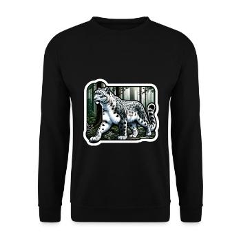 Snow Leopard Leopard White Leopard - Unisex Sweatshirt - black - Front - Alina (178cm) & Michal (187cm)