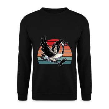Lustige kanadische Gans - Unisex Pullover - Schwarz - Vorne - Alina (178cm) & Michal (187cm)