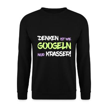 Denken ist wie googeln nur krasser - Unisex Pullover - Schwarz - Vorne - Alina (178cm) & Michal (187cm)