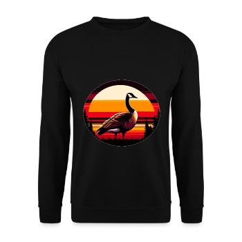 Funny Canadian Goose Sunset Vintage - Unisex Sweatshirt - black - Front - Alina (178cm) & Michal (187cm)