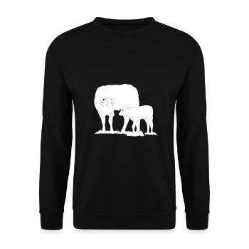 Cow with calf lineart - Unisex Sweatshirt - black - Front - Alina (178cm) & Michal (187cm)