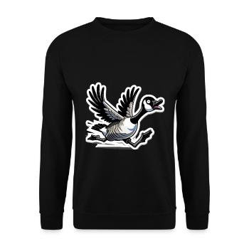 Funny Canadian Goose Illustration - Unisex Sweatshirt - black - Front - Alina (178cm) & Michal (187cm)