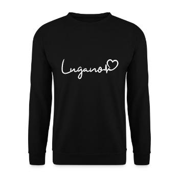 Lugano Heartbeat Switzerland - Unisex Sweatshirt - black - Front - Alina (178cm) & Michal (187cm)