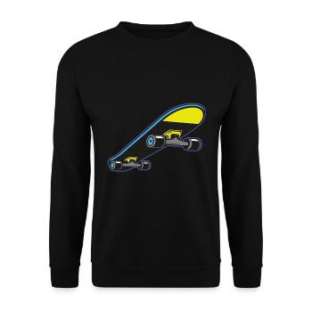 Skateboard – Yellow & Blue Vibes - Skateboarding - Unisex Sweatshirt - black - Front - Alina (178cm) & Michal (187cm)