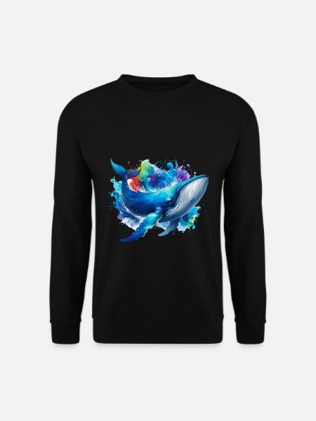 Blauwal Bunter Hintergrund - Unisex Pullover - Schwarz