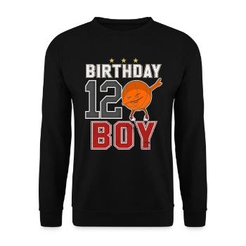 12 years old - 12th Dabbing Basketball B-Day Boy - Unisex Sweatshirt - black - Front - Alina (178cm) & Michal (187cm)