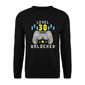 Level 30 Unlocked - 30th Birthday Gift Design - Unisex Sweatshirt - black - Front - Alina (178cm) & Michal (187cm)