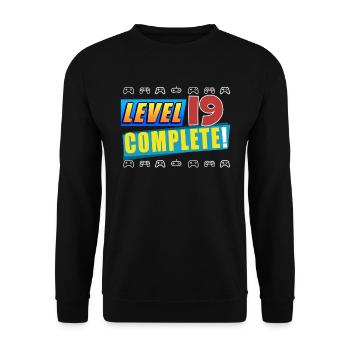 Level 19 Complete! - 19th Unlocked Birthday Gift - Unisex Sweatshirt - black - Front - Alina (178cm) & Michal (187cm)