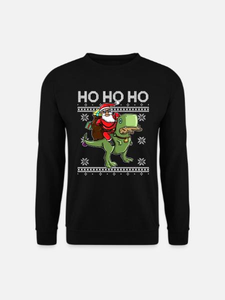 HO HO HO - Santa Claus T-Rex Gingerbread Man Gifts - Unisex Pullover - Schwarz