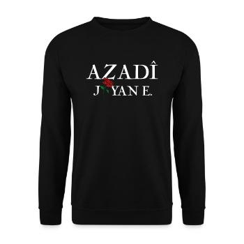 AZADI JIYAN E. Kurdi Kurdish gift idea - Unisex Sweatshirt - black - Front - Alina (178cm) & Michal (187cm)