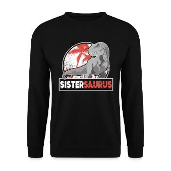 SISTERSAURIER Sister T Rex Dino Fan Shirt - Unisex Sweatshirt - black - Front - Alina (178cm) & Michal (187cm)