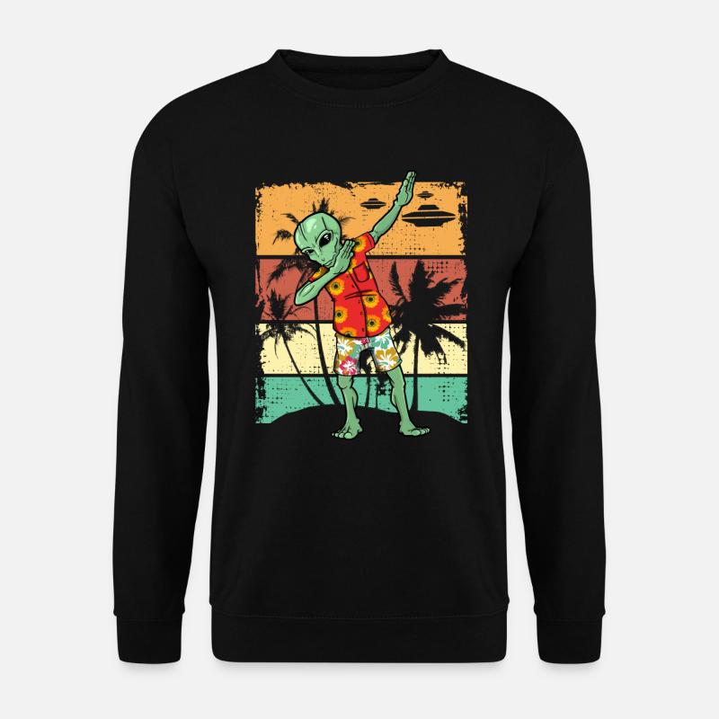 Dabbing Alien Retro Beach Gift Design Idea - Unisex Sweatshirt - black