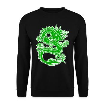 Drache Dragon Asien Fantasy Reptil Geschenkidee - Unisex Pullover - Schwarz - Vorne - Alina (178cm) & Michal (187cm)