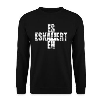 Es Eskaliert Eh Party Club Junggesellenabschied - Unisex Pullover - Schwarz - Vorne - Alina (178cm) & Michal (187cm)