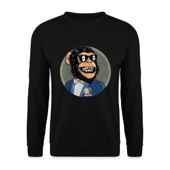 Dollar Geld Affe Stylisch Goldzahn Hipster - Unisex Pullover - Schwarz - Vorne - Alina (178cm) & Michal (187cm)