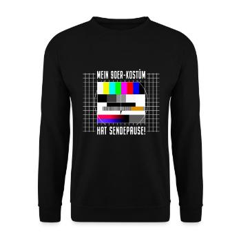 90er Jahre Kostüm Sendepause Testbild 90s Party - Unisex Pullover - Schwarz - Vorne - Alina (178cm) & Michal (187cm)
