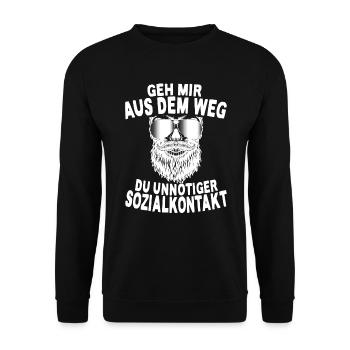 Geh Mir Aus Dem Weg Du Unnötiger Sozialkontakt - Unisex Pullover - Schwarz - Vorne - Alina (178cm) & Michal (187cm)