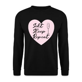Sekt Sleep Repeat JGA Abschied HEN Party - Unisex Pullover - Schwarz - Vorne - Alina (178cm) & Michal (187cm)