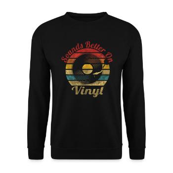 Vinyl Vintage Retro Music Record LP - Unisex Sweatshirt - black - Front - Alina (178cm) & Michal (187cm)