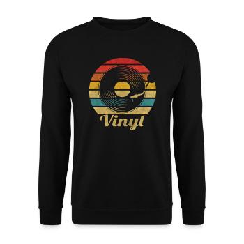 Vinyl Vintage Retro Music Record LP - Unisex Sweatshirt - black - Front - Alina (178cm) & Michal (187cm)