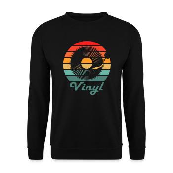 Retro Vinyl Musik Vintage Schallplatte LP - Unisex Pullover - Schwarz - Vorne - Alina (178cm) & Michal (187cm)